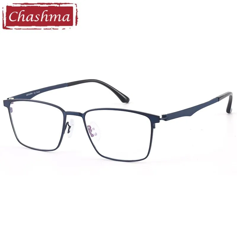 Chashma Ottica Men's Full Rim Large Square Stainless Steel Eyeglasses 9410