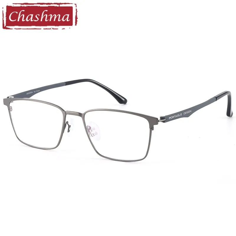 Chashma Ottica Men's Full Rim Large Square Stainless Steel Eyeglasses 9410