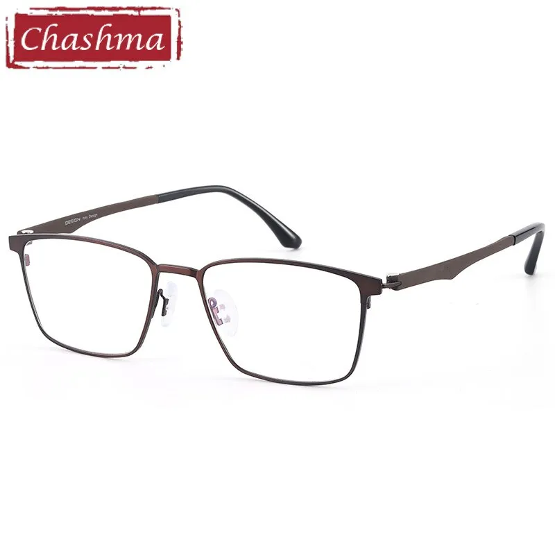 Chashma Ottica Men's Full Rim Large Square Stainless Steel Eyeglasses 9410