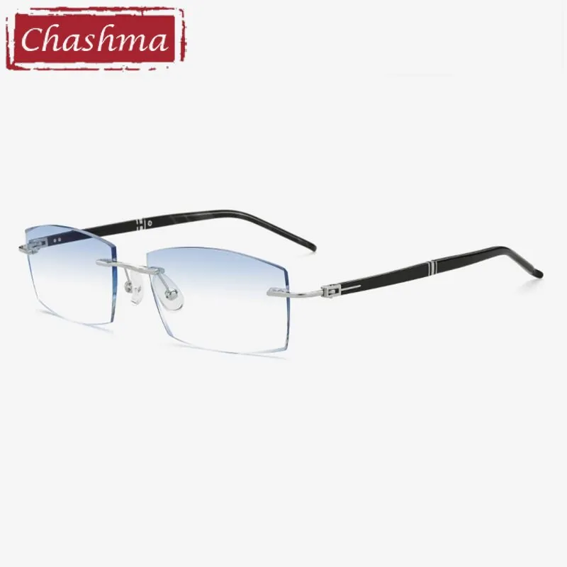 Chashma Ottica Men's Rimless Square Titainum Eyeglasses Tinted Lenses 52056