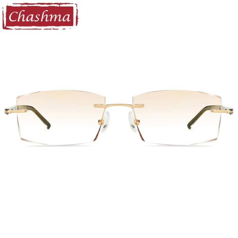 Chashma Ottica Men's Rimless Square Titainum Eyeglasses Tinted Lenses 52056