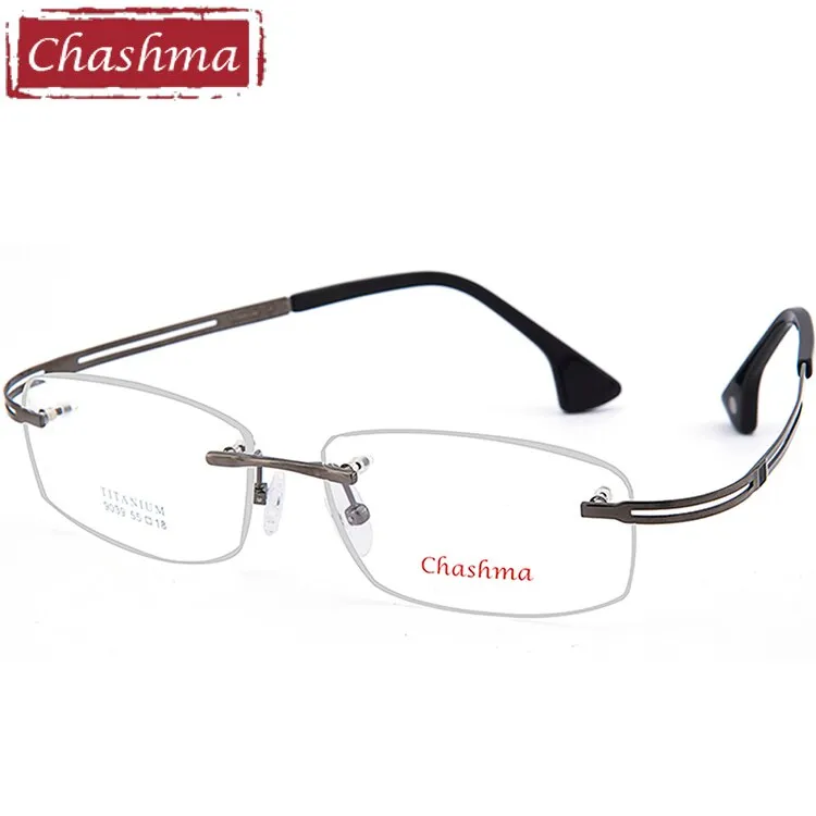 Chashma Ottica Men's Rimless Wide Square Titanium Eyeglasses Ch9039