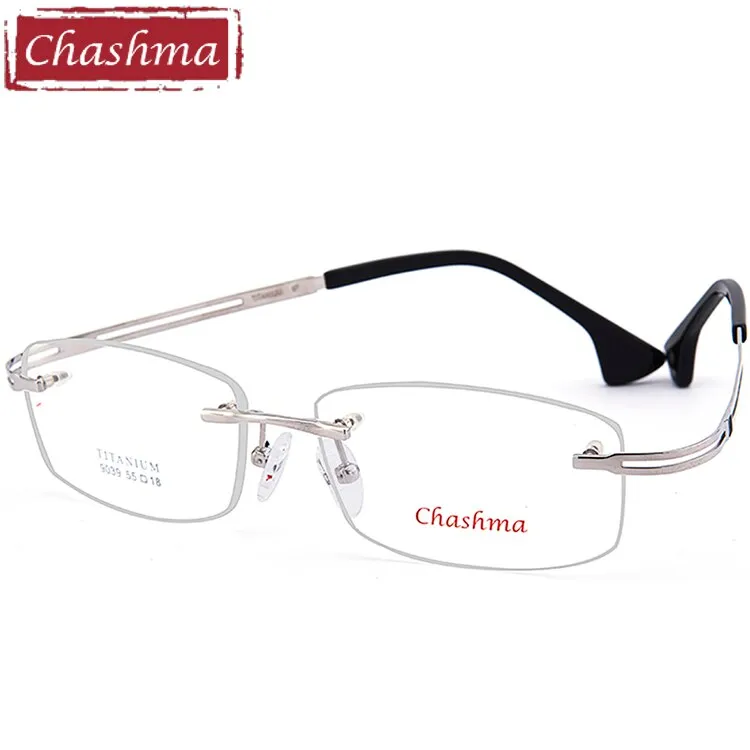 Chashma Ottica Men's Rimless Wide Square Titanium Eyeglasses Ch9039