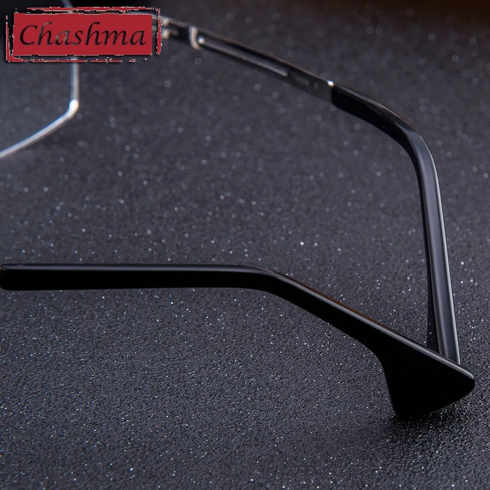 Chashma Ottica Men's Rimless Wide Square Titanium Eyeglasses Ch9039