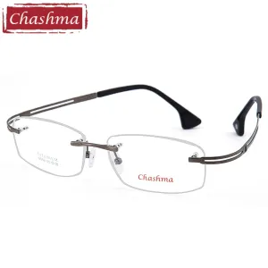 Chashma Ottica Men's Rimless Wide Square Titanium Eyeglasses Ch9039