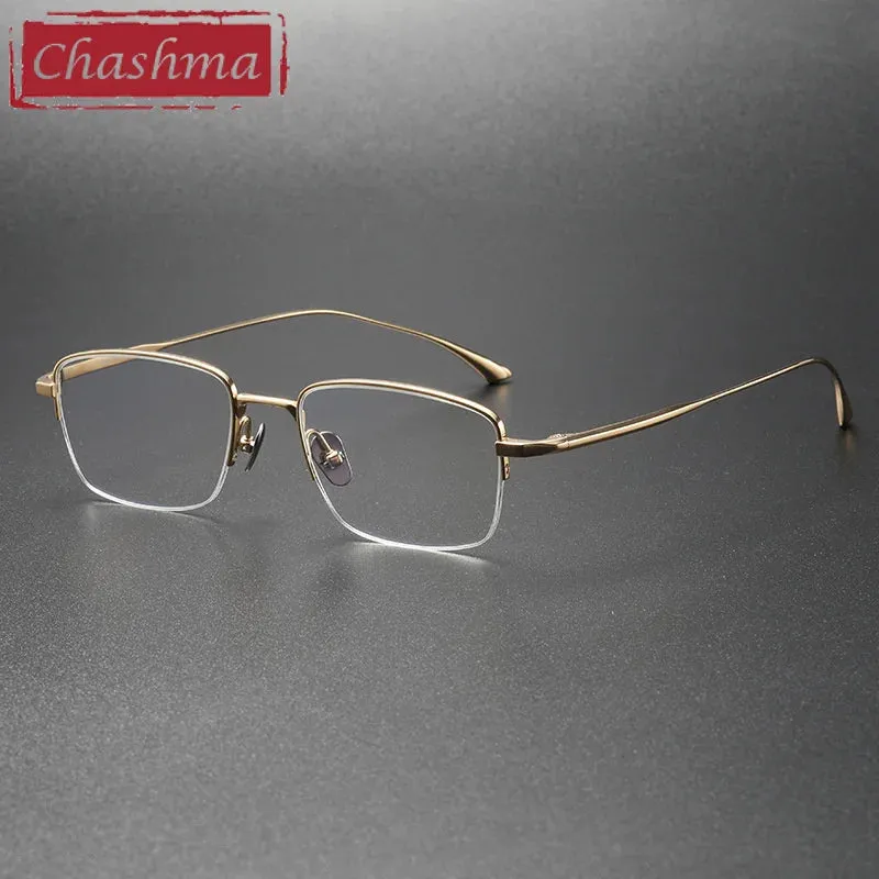 Chashma Ottica Men's Semi Rim Square Small Titanium Eyeglasses 13319