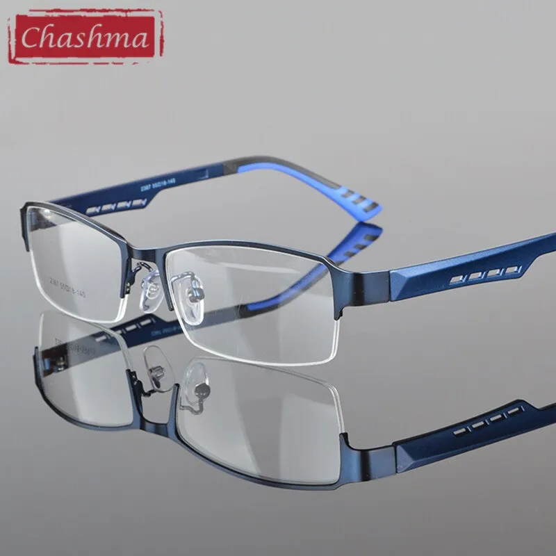 Chashma Ottica Men's Semi Rim Square Tr 90 Stainless Steel Eyeglasses 2387