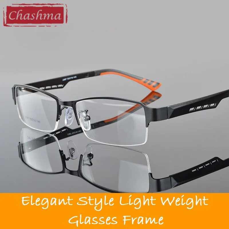 Chashma Ottica Men's Semi Rim Square Tr 90 Stainless Steel Eyeglasses 2387