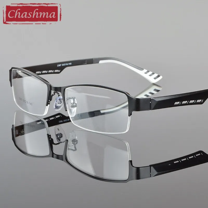 Chashma Ottica Men's Semi Rim Square Tr 90 Stainless Steel Eyeglasses 2387