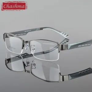 Chashma Ottica Men's Semi Rim Square Tr 90 Stainless Steel Eyeglasses 2387