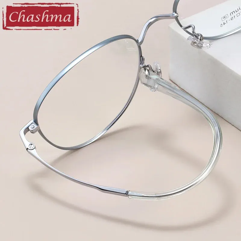 Chashma Ottica Unisex Full Rim Oval Titanium Alloy Eyeglasses 1515