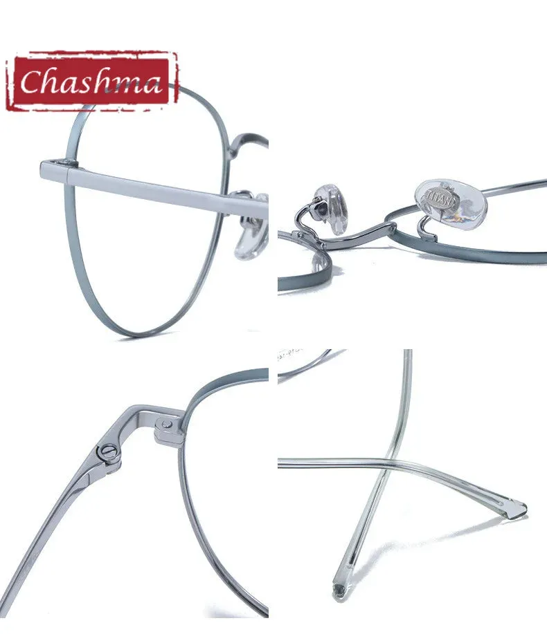 Chashma Ottica Unisex Full Rim Oval Titanium Alloy Eyeglasses 1515