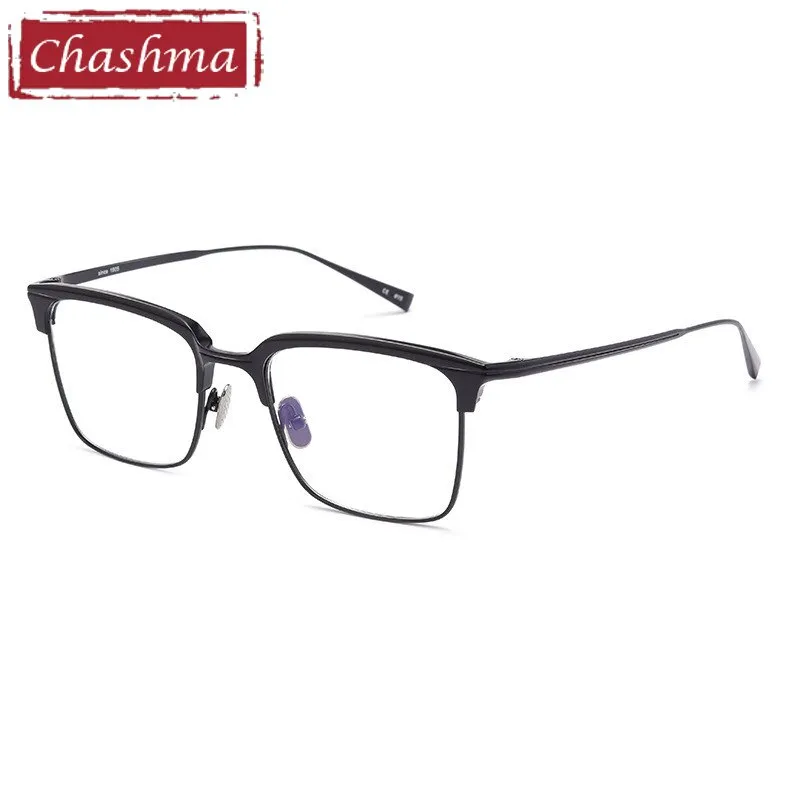 Chashma Ottica Unisex Full Rim Square Acetate Titanium Eyeglasses 1905