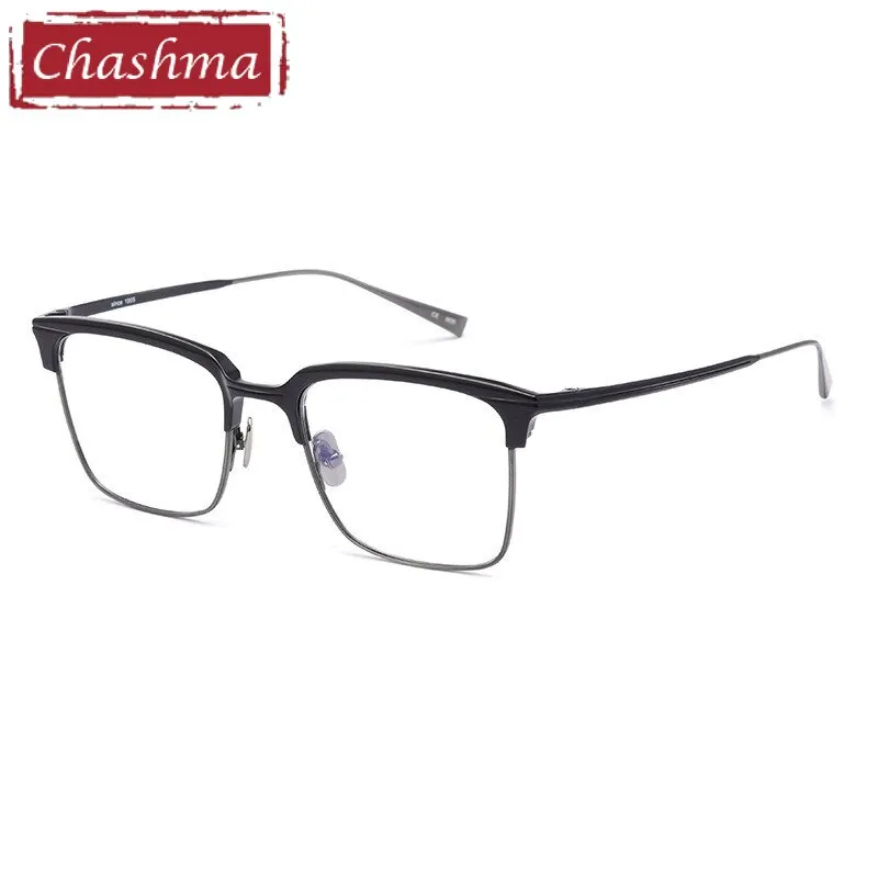 Chashma Ottica Unisex Full Rim Square Acetate Titanium Eyeglasses 1905