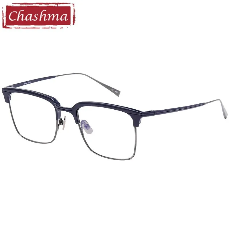 Chashma Ottica Unisex Full Rim Square Acetate Titanium Eyeglasses 1905