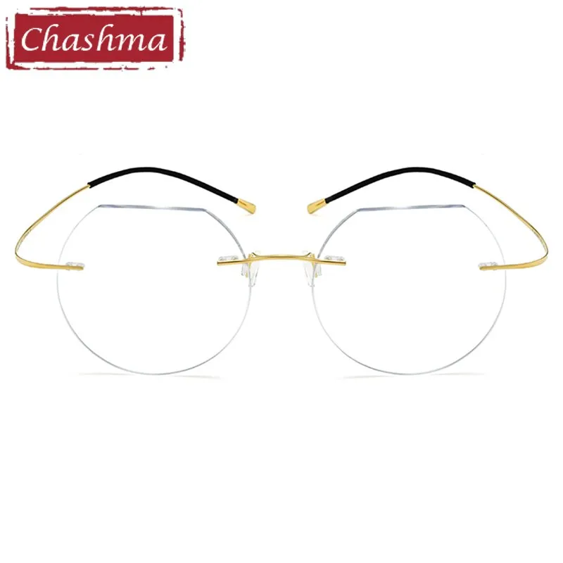 Chashma Ottica Unisex Rimless Flat Top Round Titanium Eyeglasses M20