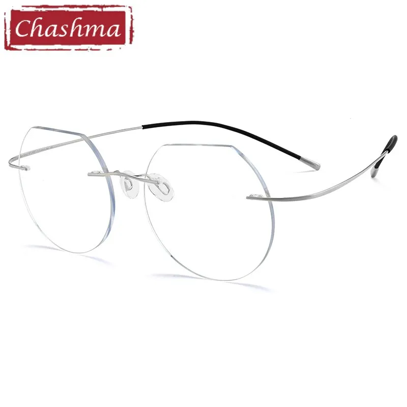 Chashma Ottica Unisex Rimless Flat Top Round Titanium Eyeglasses M20