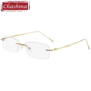 Chashma Ottica Unisex Rimless Rectangle Titanium Eyeglasses 632