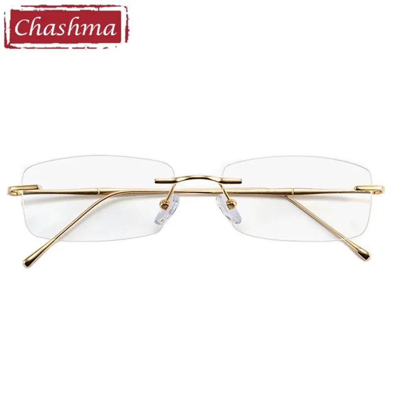 Chashma Ottica Unisex Rimless Rectangle Titanium Eyeglasses 632