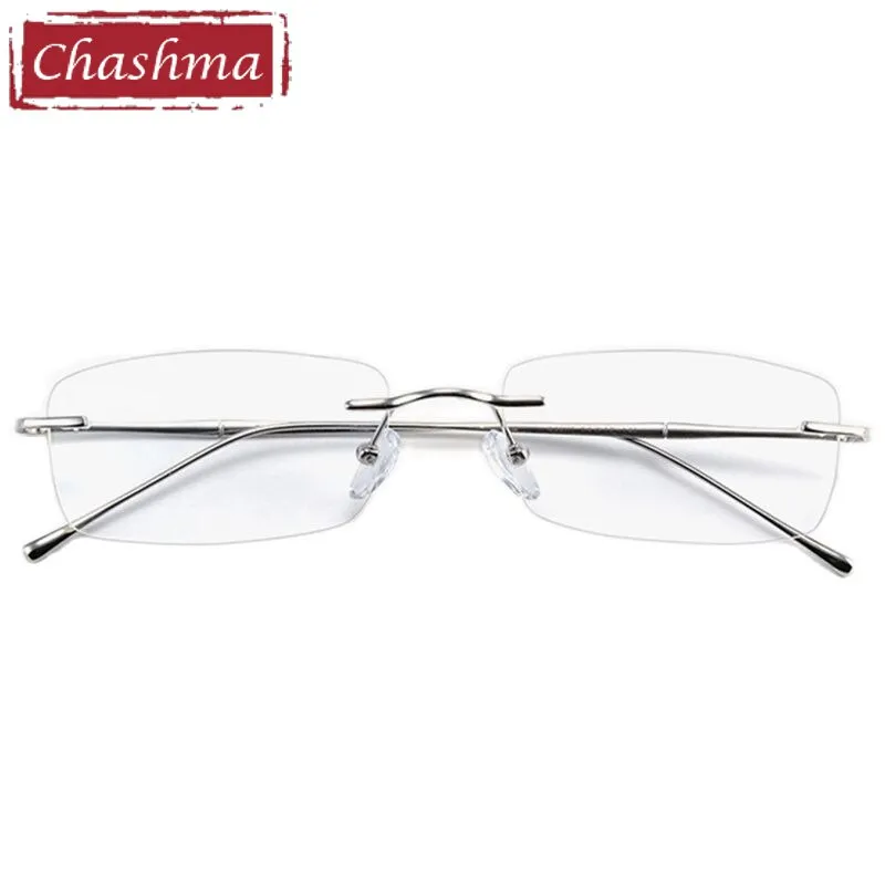 Chashma Ottica Unisex Rimless Rectangle Titanium Eyeglasses 632