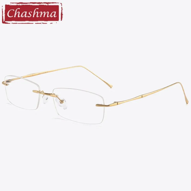 Chashma Ottica Unisex Rimless Rectangle Titanium Eyeglasses 632