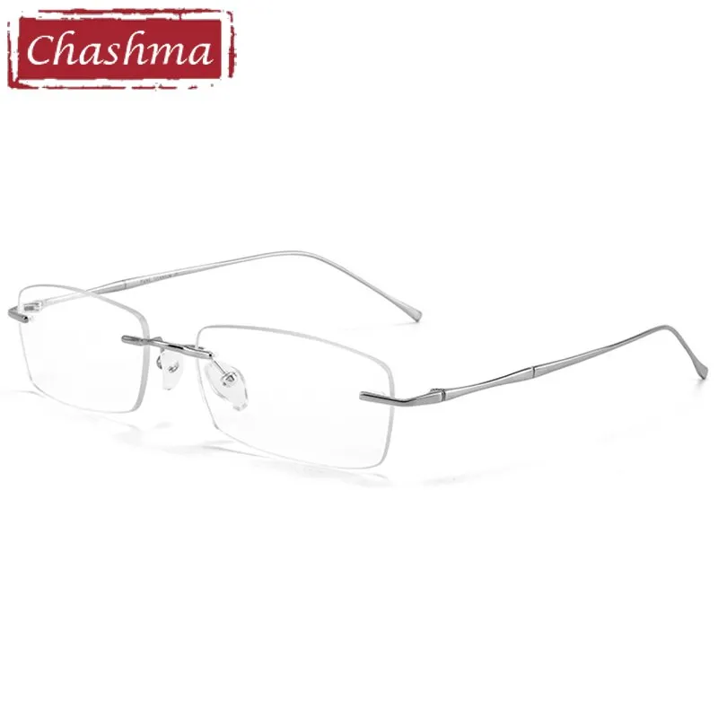 Chashma Ottica Unisex Rimless Rectangle Titanium Eyeglasses 632