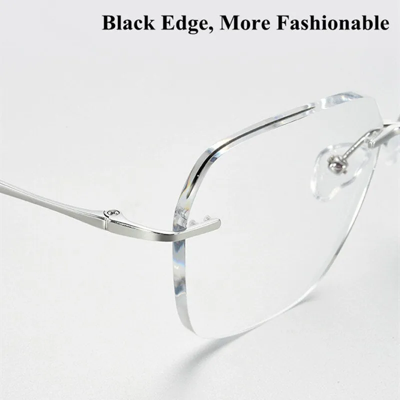 Chashma Ottica Unisex Rimless Square Oval Titanium Eyeglasses 632