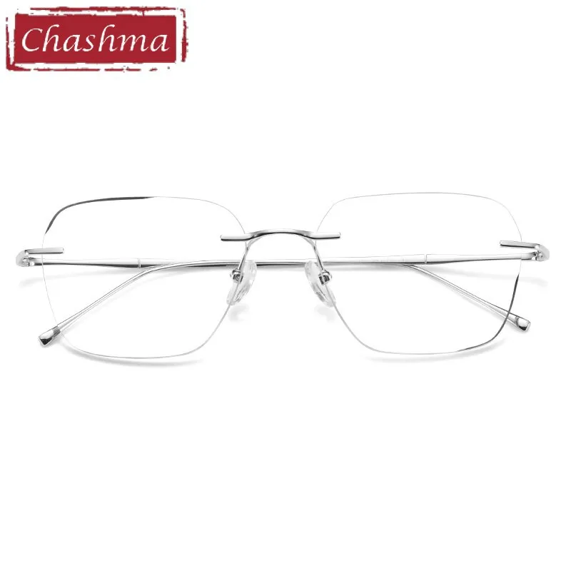 Chashma Ottica Unisex Rimless Square Oval Titanium Eyeglasses 632