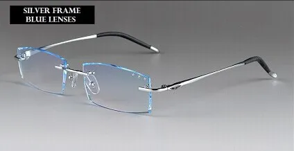 Chashma Ottica Unisex Rimless Square Rectangle Titanium Eyeglasses Tinted Lenses 65077