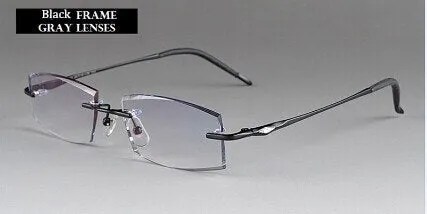 Chashma Ottica Unisex Rimless Square Rectangle Titanium Eyeglasses Tinted Lenses 65077