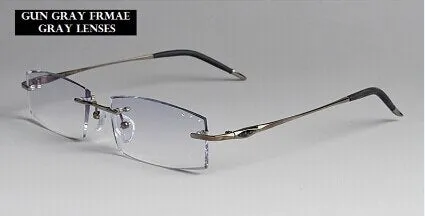 Chashma Ottica Unisex Rimless Square Rectangle Titanium Eyeglasses Tinted Lenses 65077