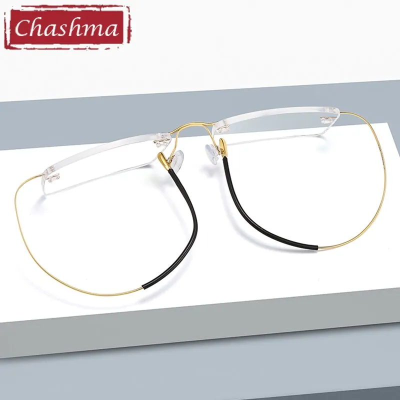 Chashma Ottica Unisex Rimless Square Titanium Eyeglasses 8040