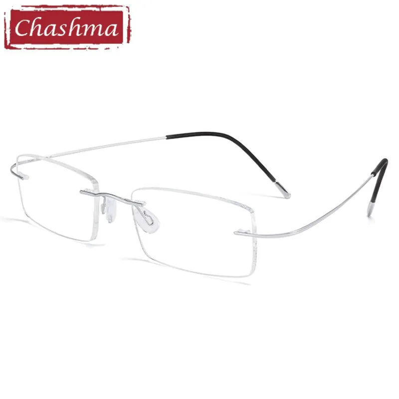 Chashma Ottica Unisex Rimless Square Titanium Eyeglasses 8040