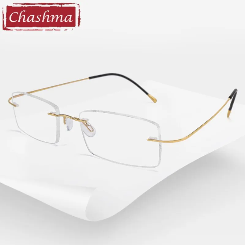 Chashma Ottica Unisex Rimless Square Titanium Eyeglasses 8040