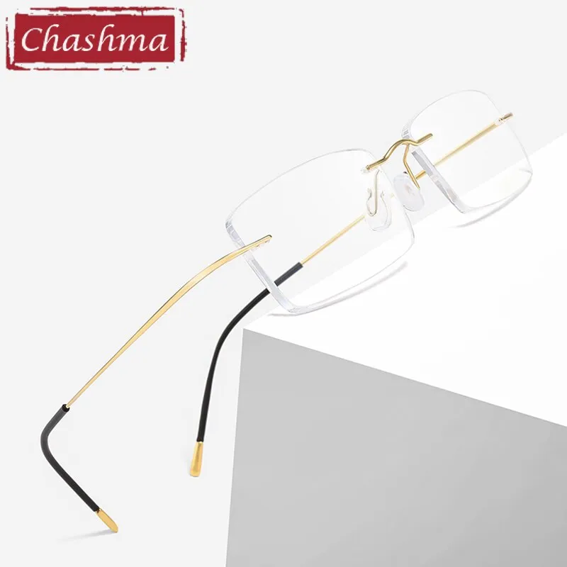 Chashma Ottica Unisex Rimless Square Titanium Eyeglasses 8040