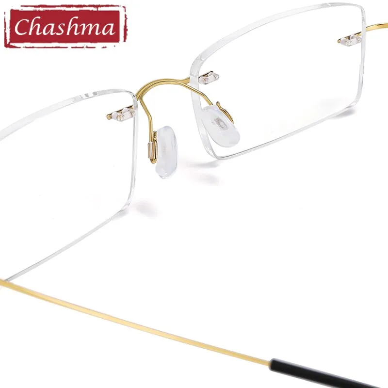 Chashma Ottica Unisex Rimless Square Titanium Eyeglasses 8040