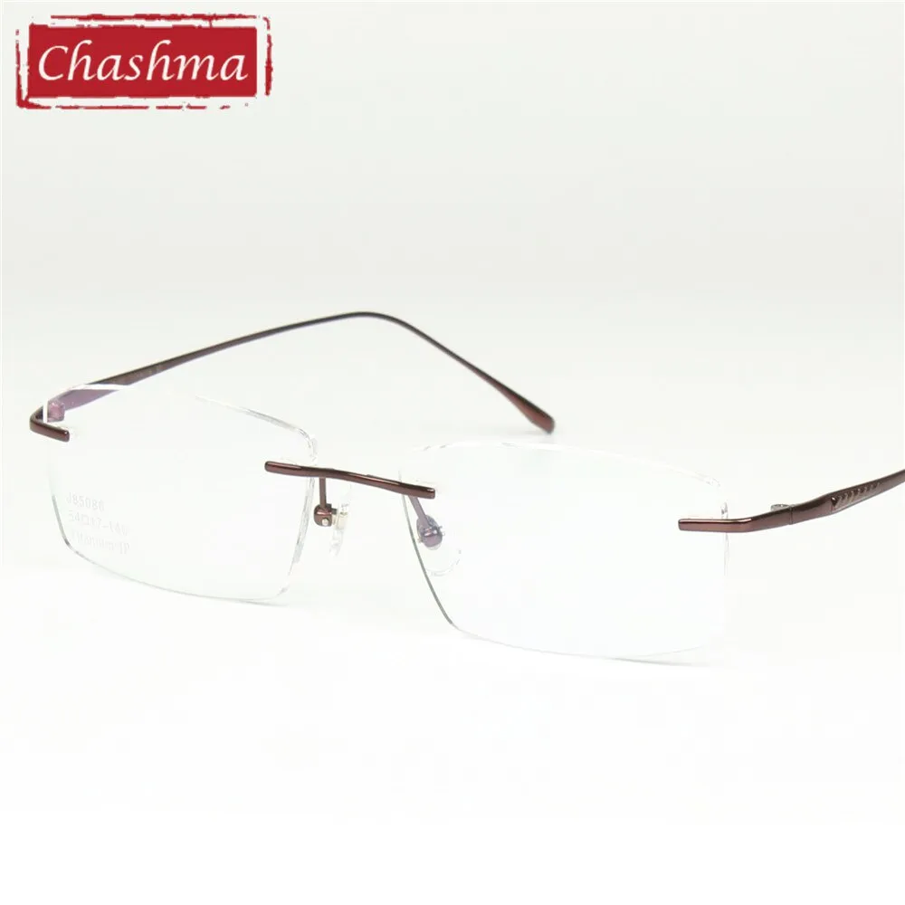 Chashma Ottica Unisex Rimless Square Titanium Eyeglasses 85086