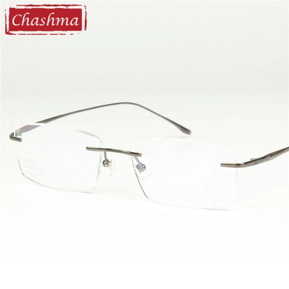 Chashma Ottica Unisex Rimless Square Titanium Eyeglasses 85086