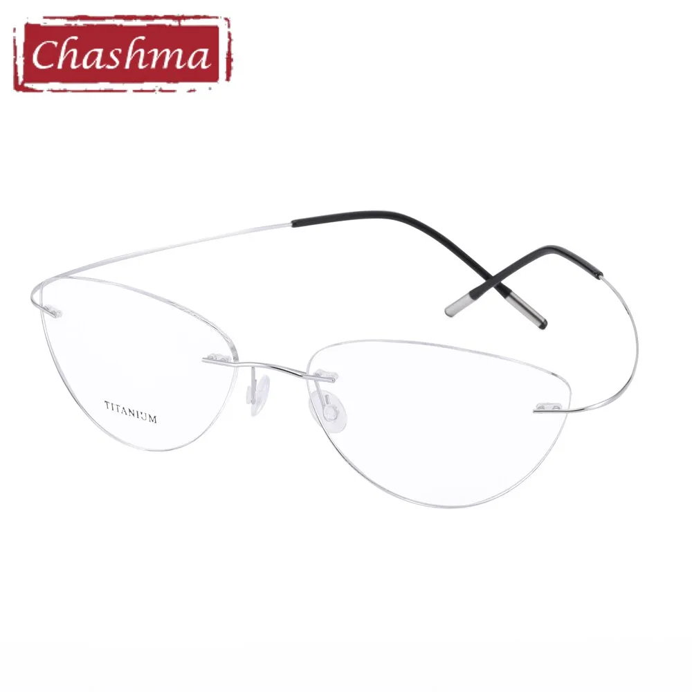 Chashma Ottica Unisex Rimless Triangle Cat Eye Tr 90 Titanium Eyeglasses 20003