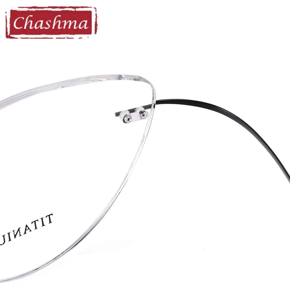 Chashma Ottica Unisex Rimless Triangle Cat Eye Tr 90 Titanium Eyeglasses 20003