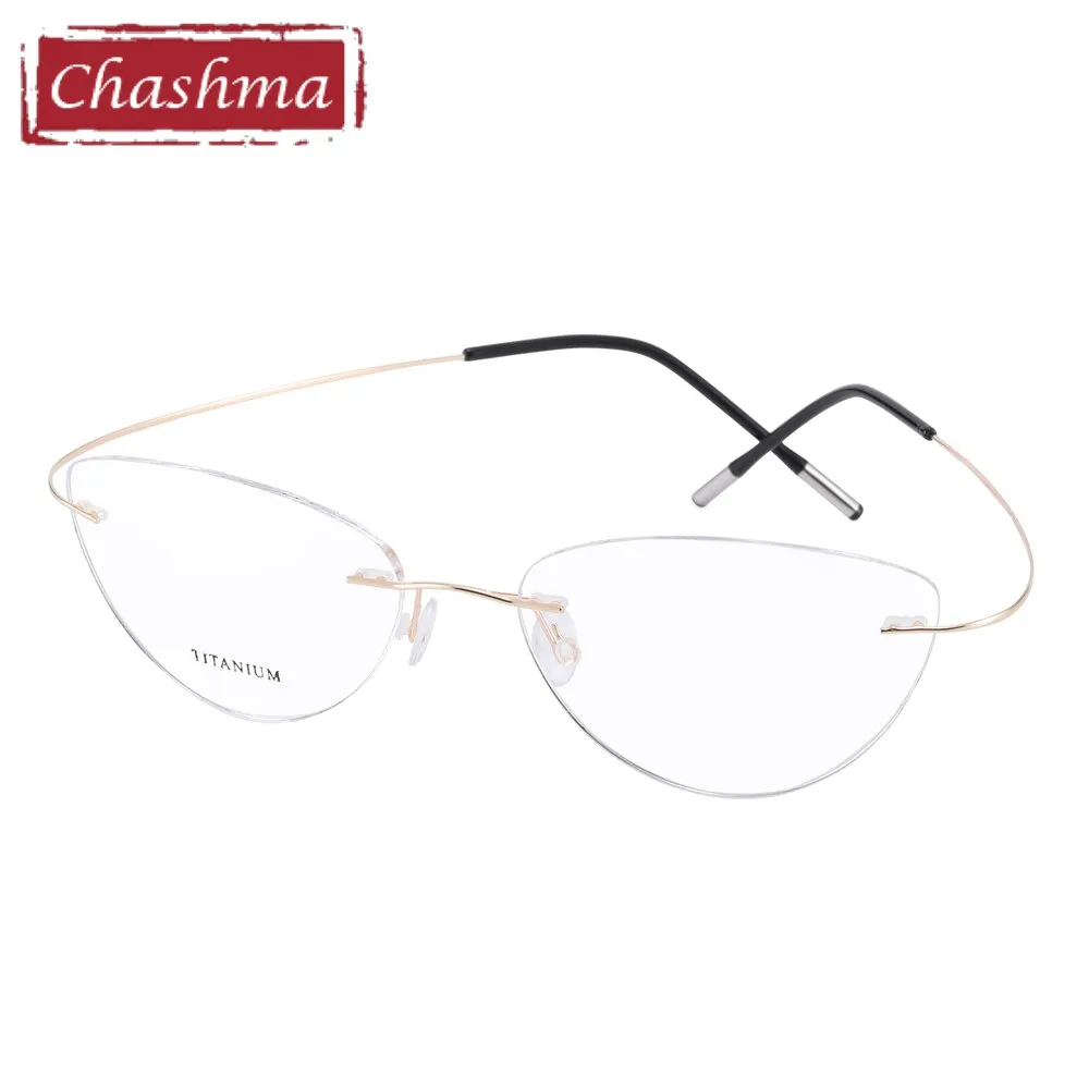 Chashma Ottica Unisex Rimless Triangle Cat Eye Tr 90 Titanium Eyeglasses 20003