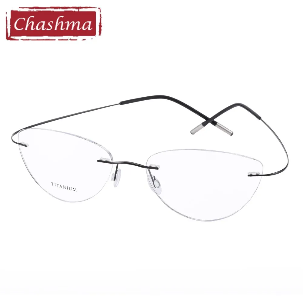 Chashma Ottica Unisex Rimless Triangle Cat Eye Tr 90 Titanium Eyeglasses 20003