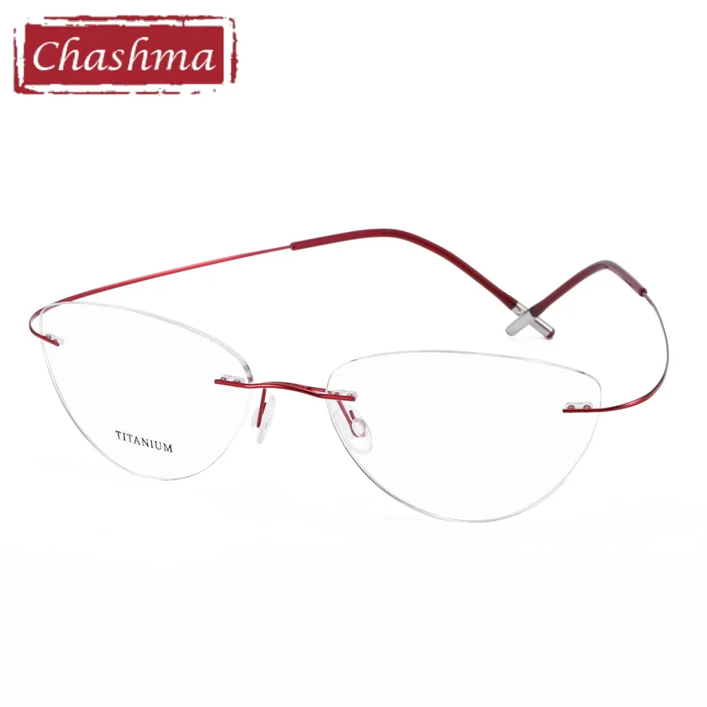 Chashma Ottica Unisex Rimless Triangle Cat Eye Tr 90 Titanium Eyeglasses 20003