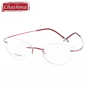 Chashma Ottica Unisex Rimless Triangle Cat Eye Tr 90 Titanium Eyeglasses 20003