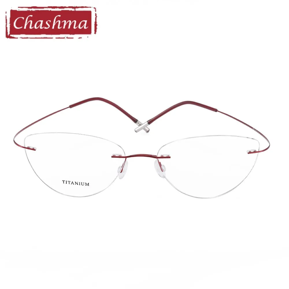 Chashma Ottica Unisex Rimless Triangle Cat Eye Tr 90 Titanium Eyeglasses 20003