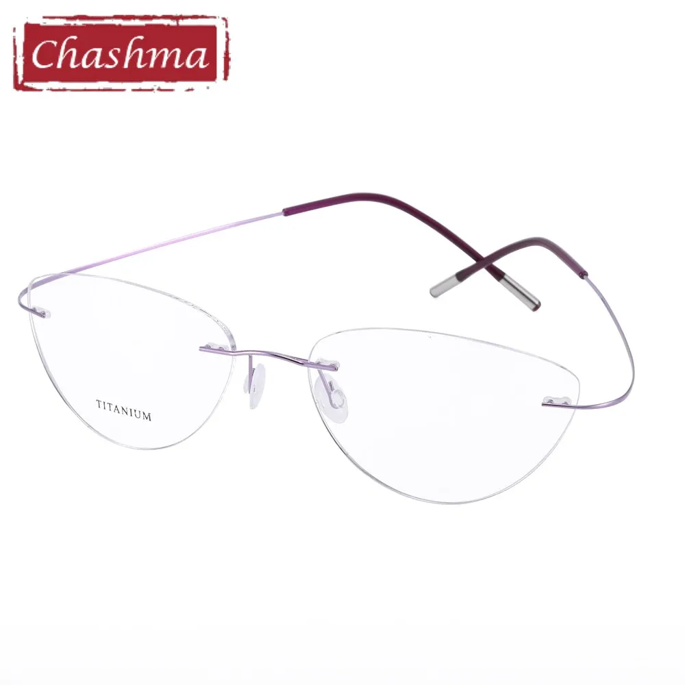 Chashma Ottica Unisex Rimless Triangle Cat Eye Tr 90 Titanium Eyeglasses 20003