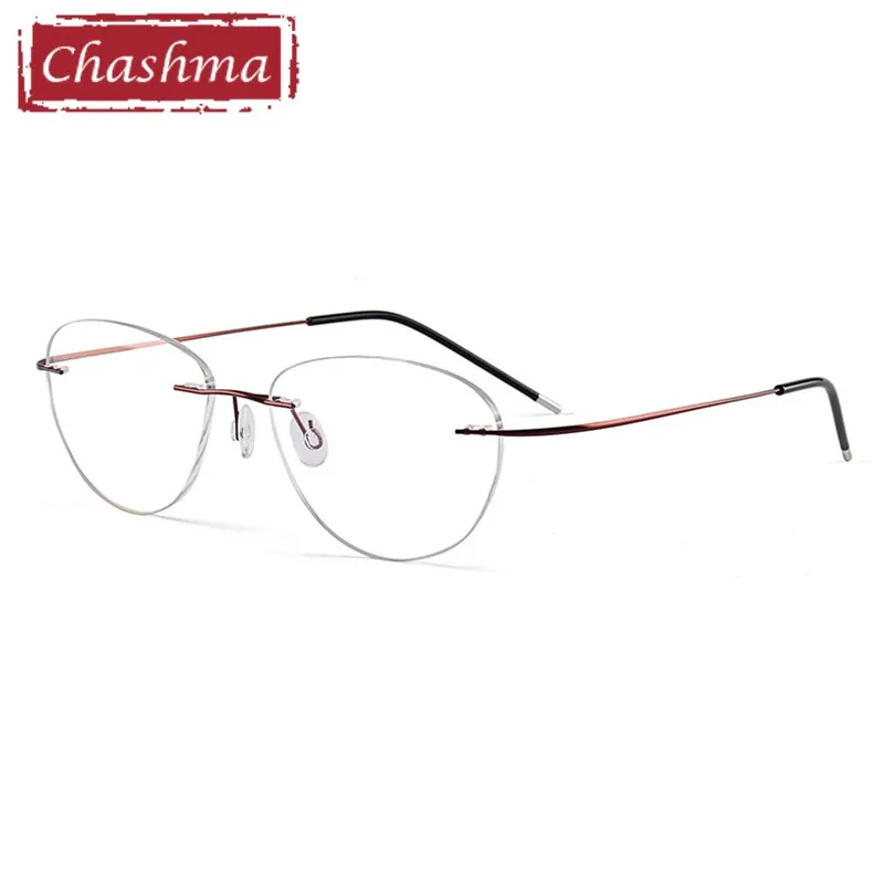 Chashma Ottica Unisex Rimless Triangle Oval Titanium Eyeglasses 003