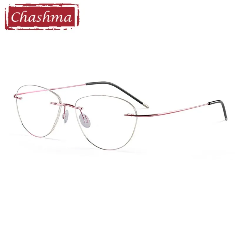 Chashma Ottica Unisex Rimless Triangle Oval Titanium Eyeglasses 003