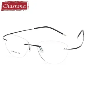 Chashma Ottica Unisex Rimless Triangle Oval Titanium Eyeglasses 003