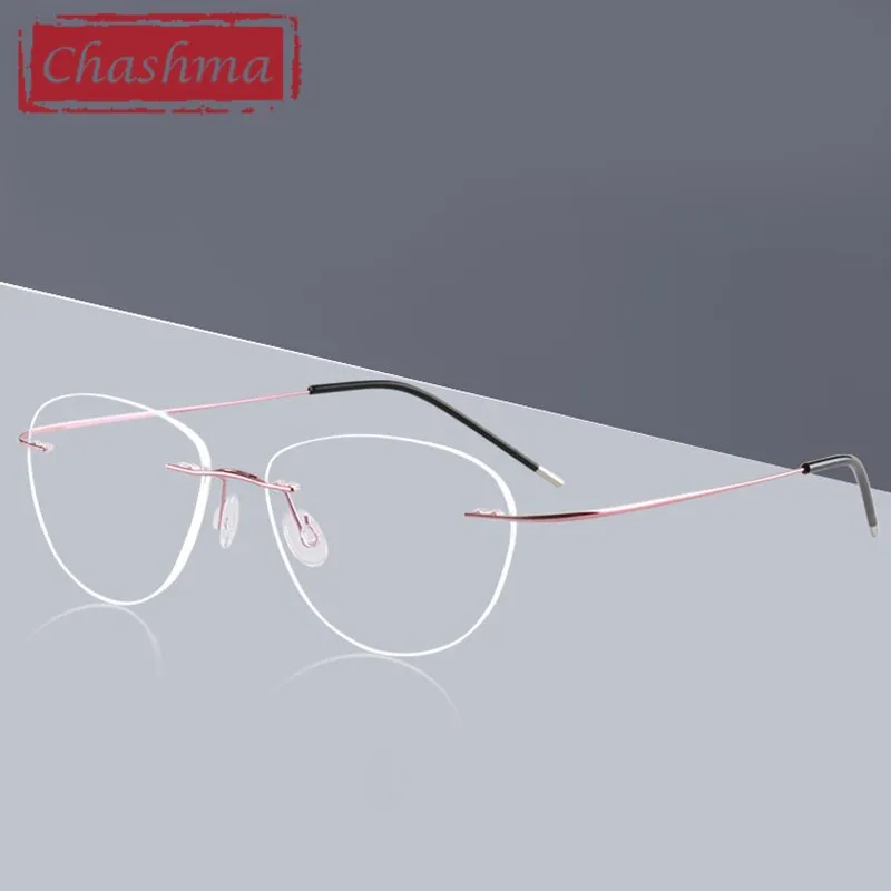 Chashma Ottica Unisex Rimless Triangle Oval Titanium Eyeglasses 003